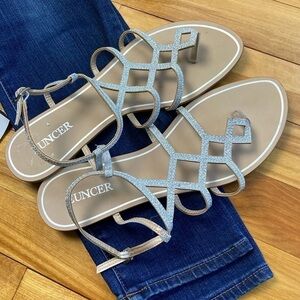 Euncer Gladiator Strappy Silver Sandals